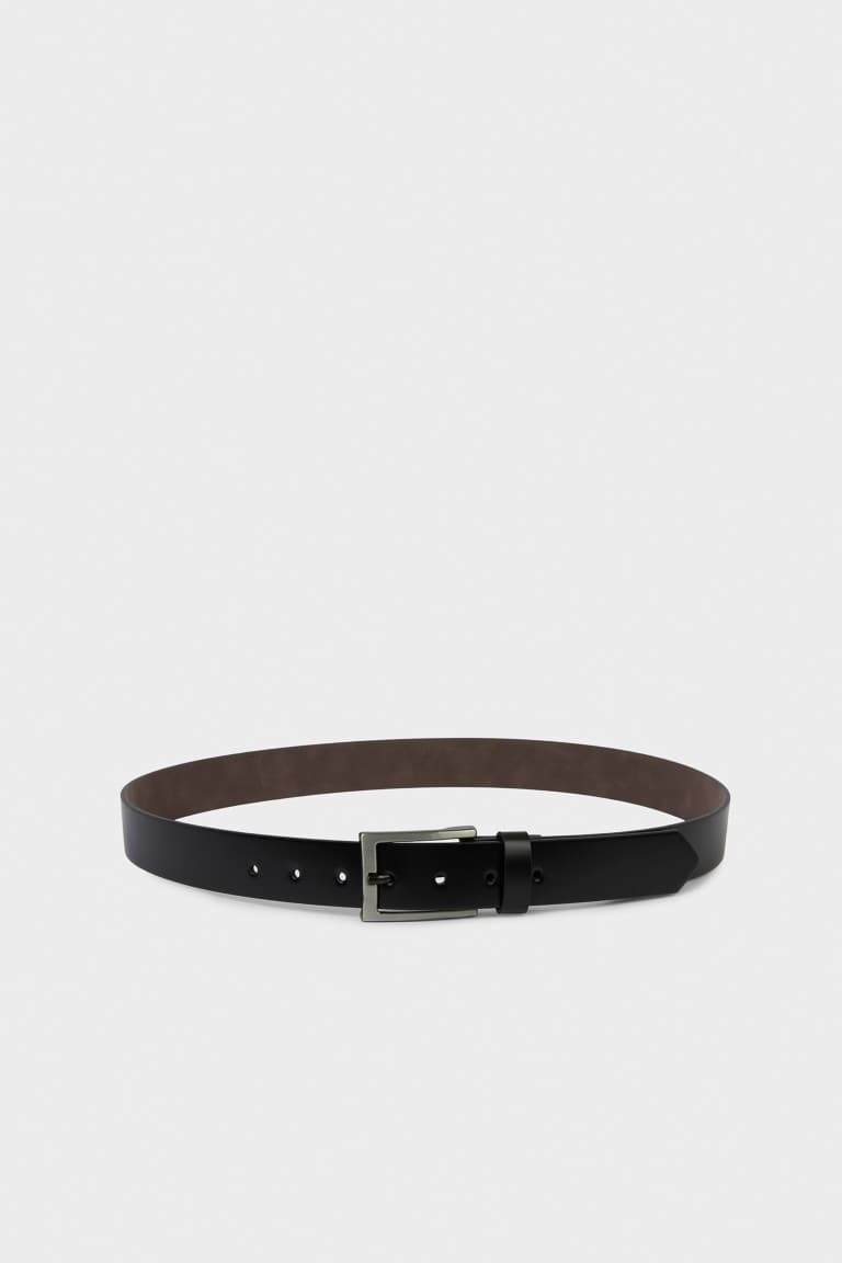 Mens Rectangle Buckle Faux Leather Jean Belt