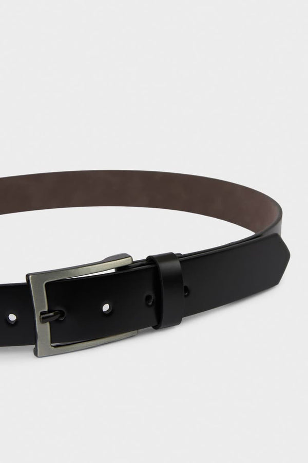 Mens Rectangle Buckle Faux Leather Jean Belt