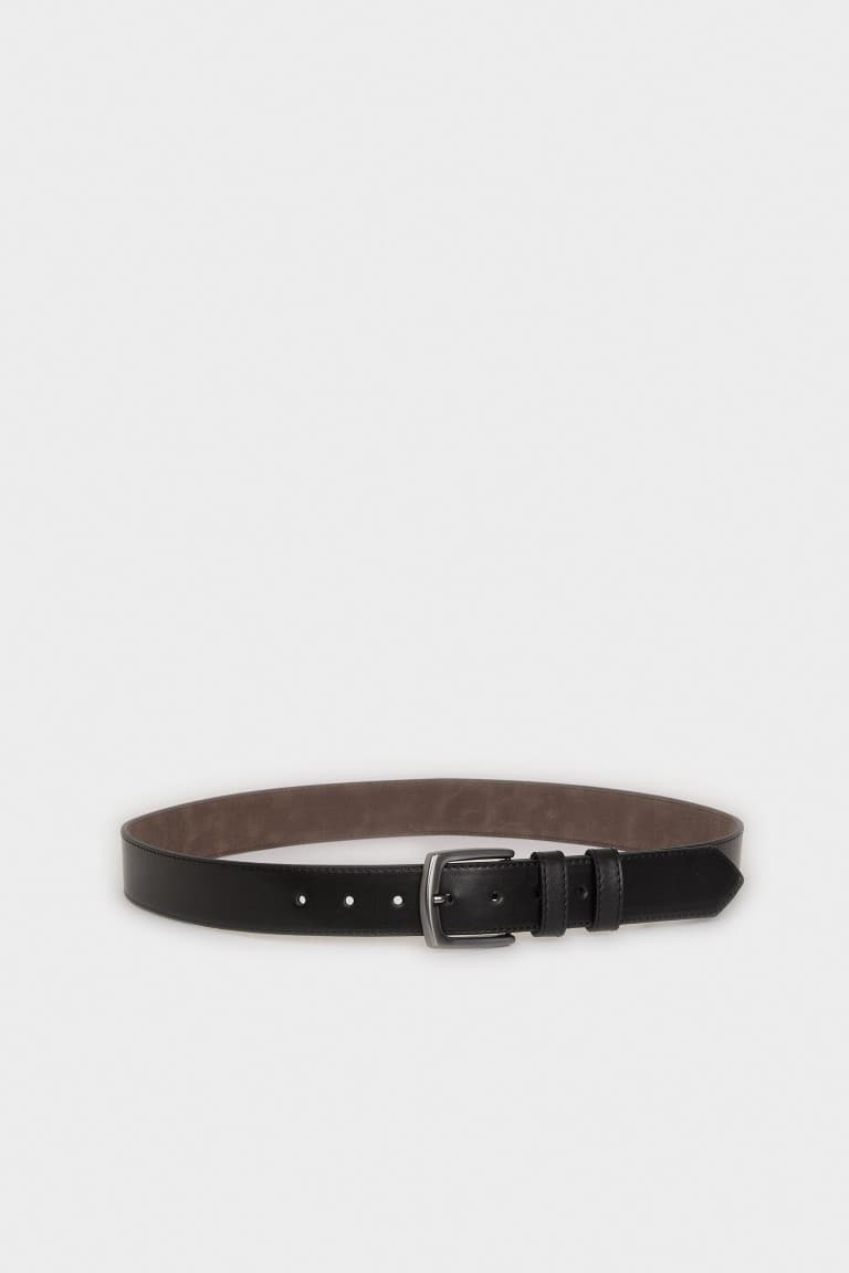 Mens Rectangle Buckle Faux Leather Jean Belt