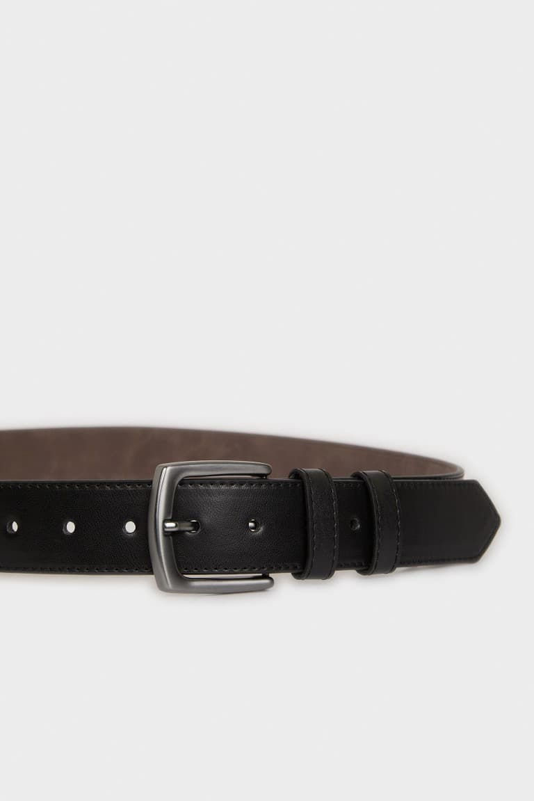 Mens Rectangle Buckle Faux Leather Jean Belt
