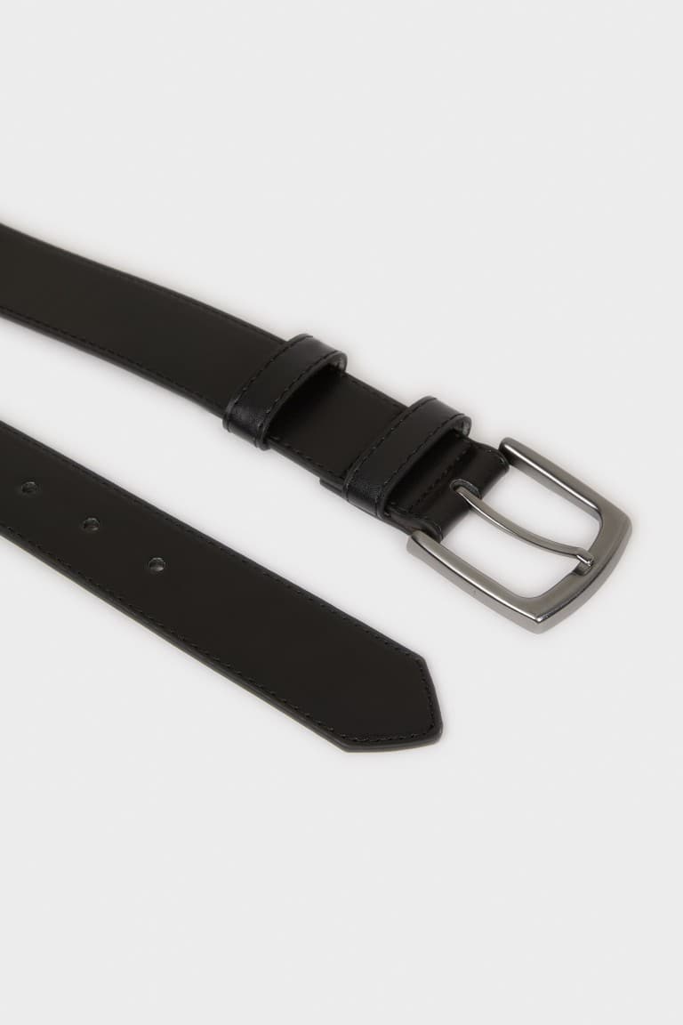 Mens Rectangle Buckle Faux Leather Jean Belt