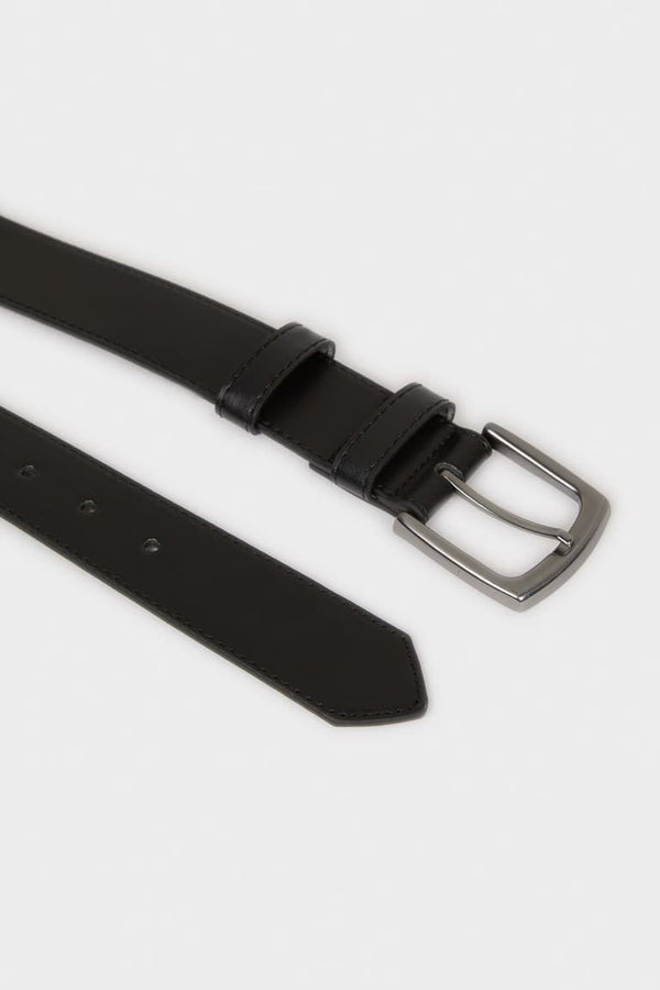 Mens Rectangle Buckle Faux Leather Jean Belt