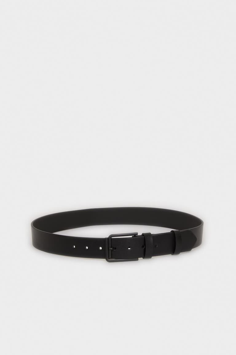 Mens Rectangle Buckle Faux Leather Jean Belt