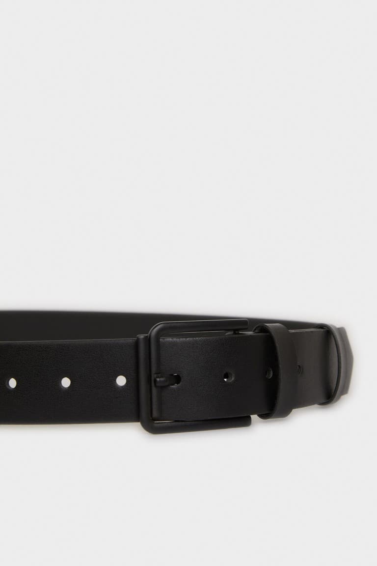 Mens Rectangle Buckle Faux Leather Jean Belt