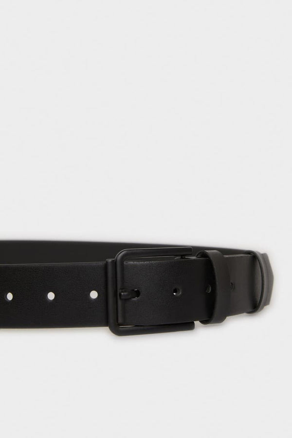 Mens Rectangle Buckle Faux Leather Jean Belt