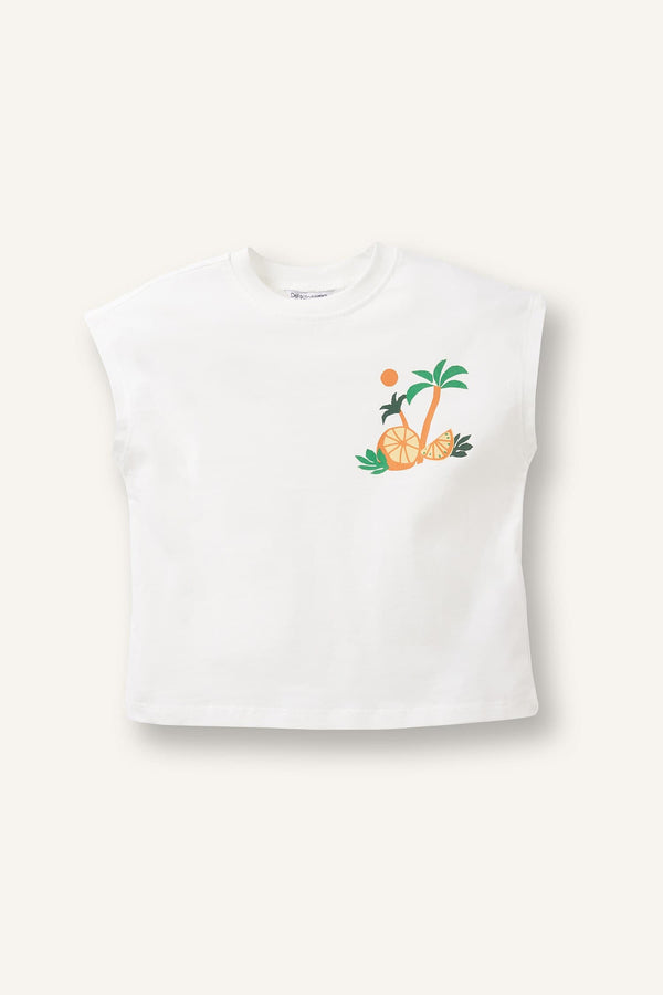 100% Cotton Crew Neck Palm Patterned Undershirt Baby Boy