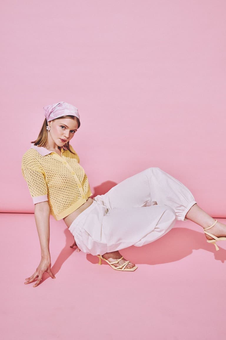 100% Cotton Balloon High Waist Trousers with Fit Pockets