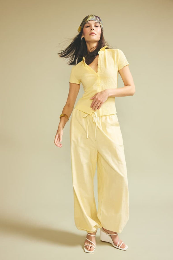 100% Cotton Balloon High Waist Trousers with Fit Pockets
