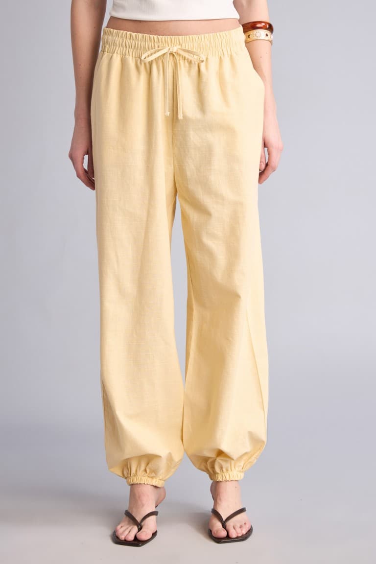 100% Cotton Balloon High Waist Trousers with Fit Pockets