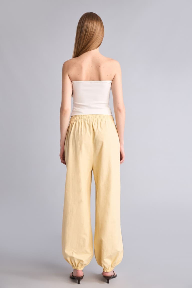100% Cotton Balloon High Waist Trousers with Fit Pockets