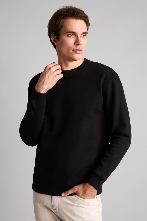 Regular Fit Crew Neck Thick Fabric Sweatshirt