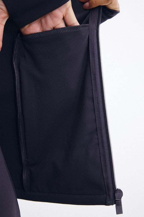 Stretchy Fabric Zippered Raglan Sleeve Fitted Stand-Up Collar Sports Cardigan