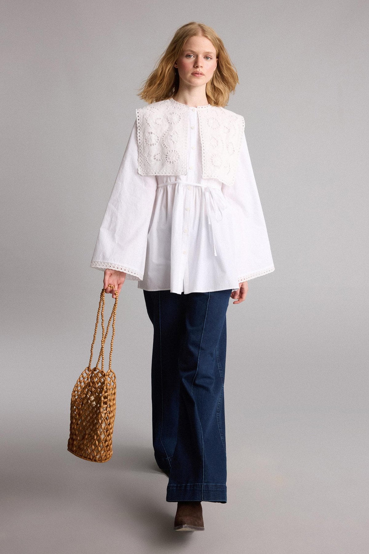 Manuka x Defacto Wide Leg High Waist Long White Jeans