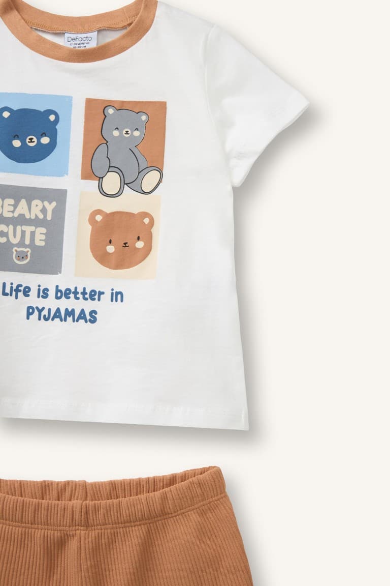 100% Cotton Printed Short Sleeve Top Shorts Bottom 2 Pcs Pajama Set Baby Boy Secondary image