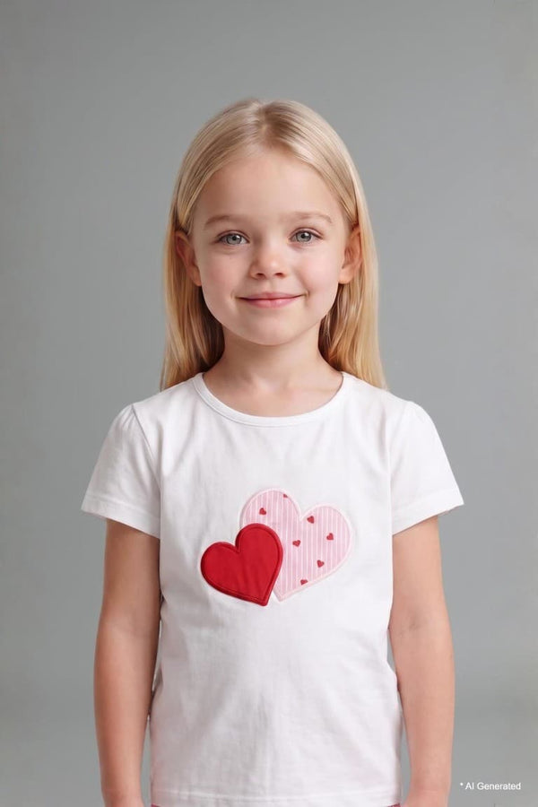 100% Cotton Regular Fit Short Sleeve Printed T-Shirt Polka Dot Elastic Leg Bottom 2 Pack Pajama Set Girls