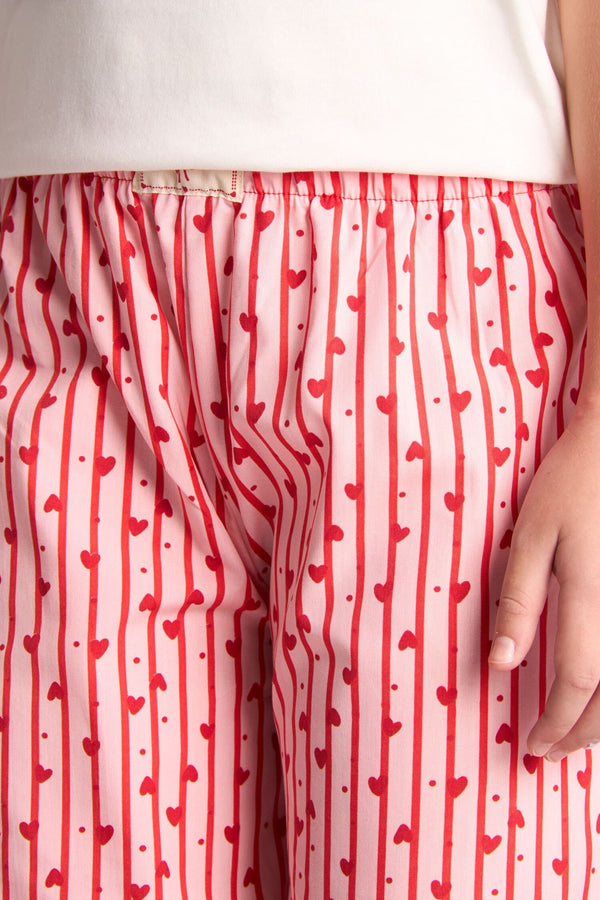 Printed and Striped Regular Fit 2-Piece Pajama Set Girls