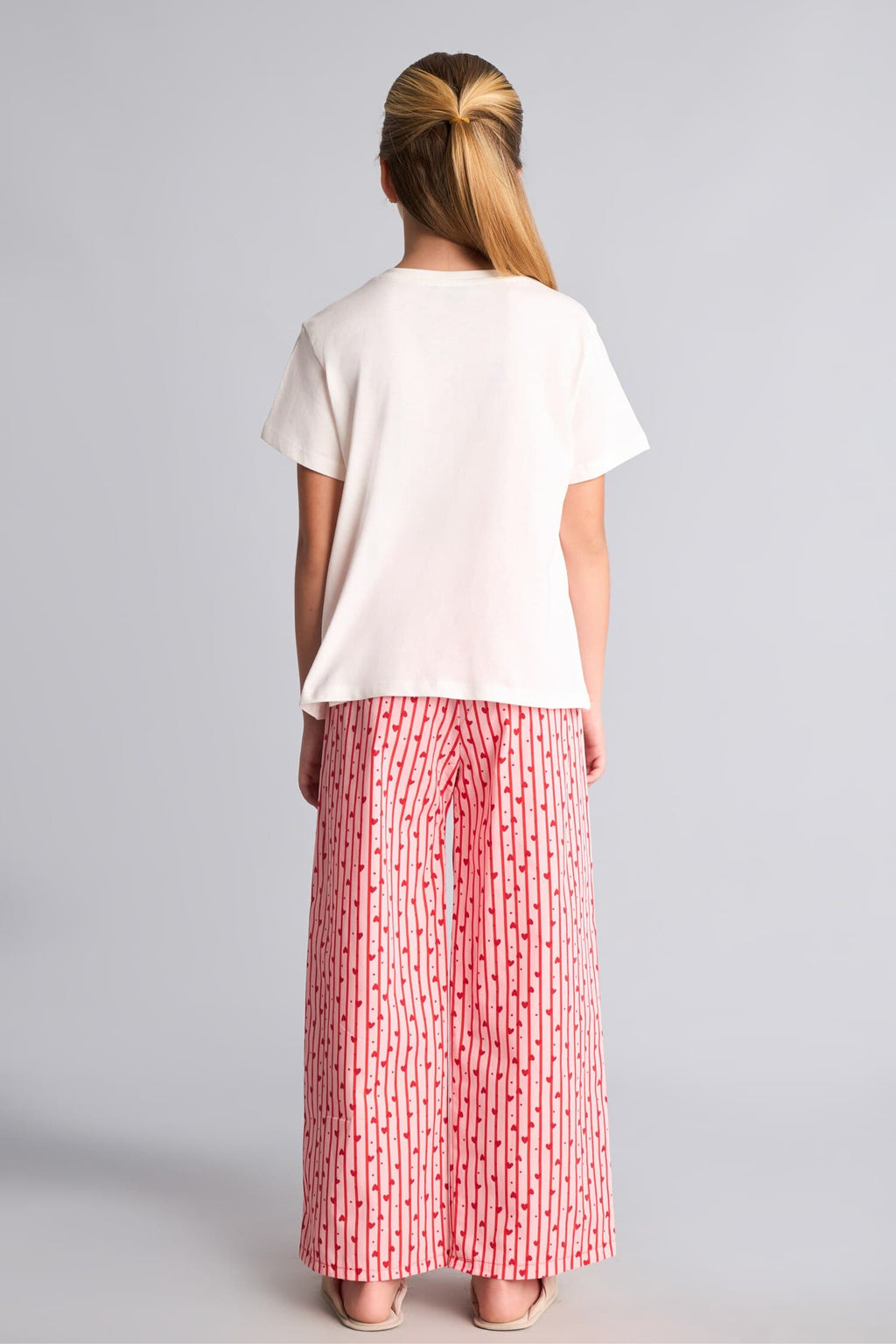 Printed and Striped Regular Fit 2-Piece Pajama Set Girls
