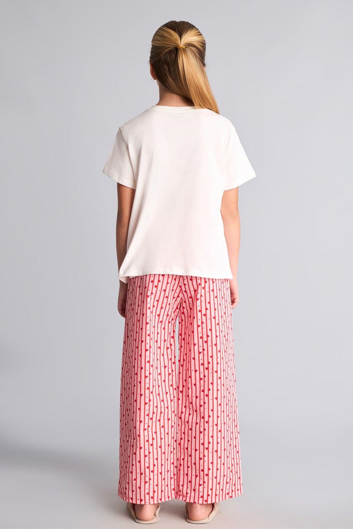 Printed and Striped Regular Fit 2-Piece Pajama Set Girls