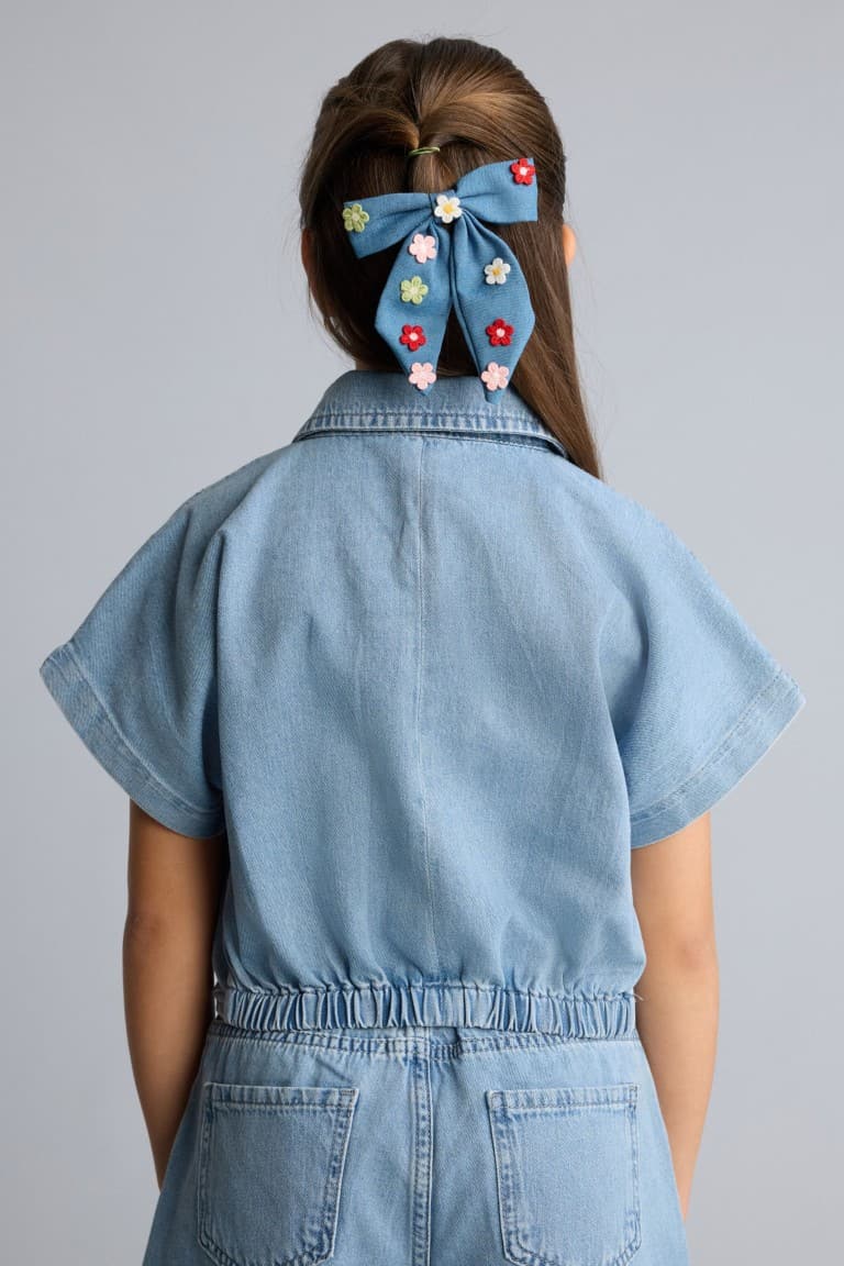 100% Cotton Blue Denim Shirt For Girls
