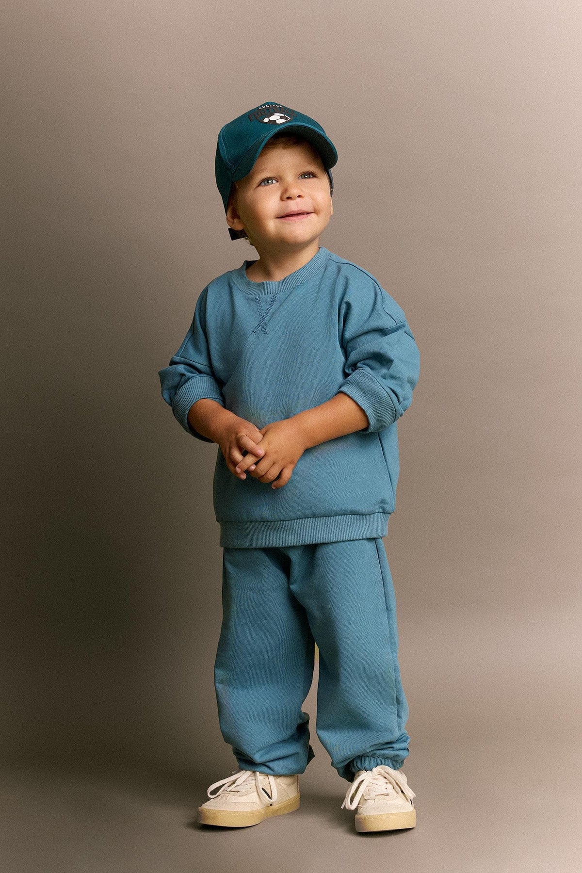 100% Cotton Long Sleeve Sweatshirt Elastic Waisted Tracksuit Bottoms 2 Pcs Set Baby Boy
