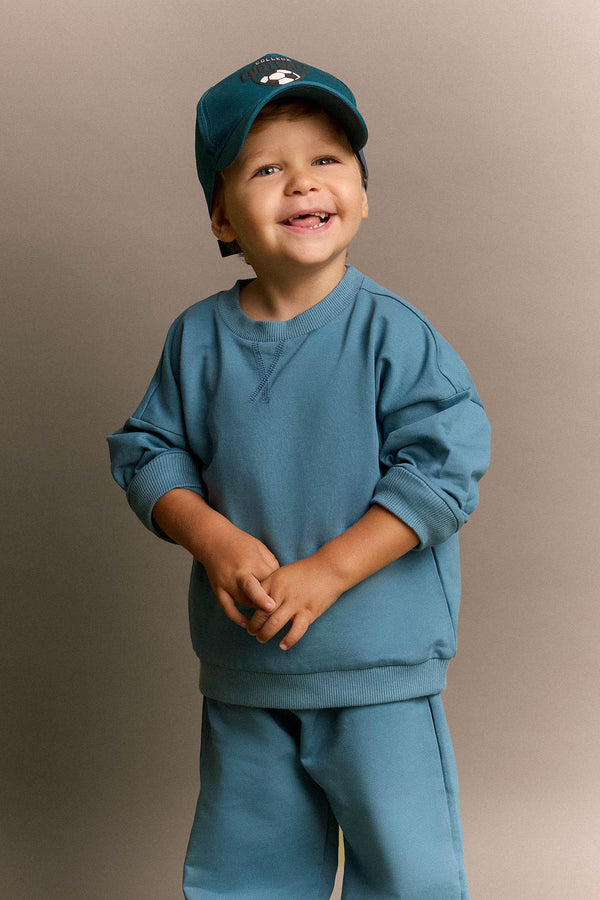 100% Cotton Long Sleeve Sweatshirt Elastic Waisted Tracksuit Bottoms 2 Pcs Set Baby Boy