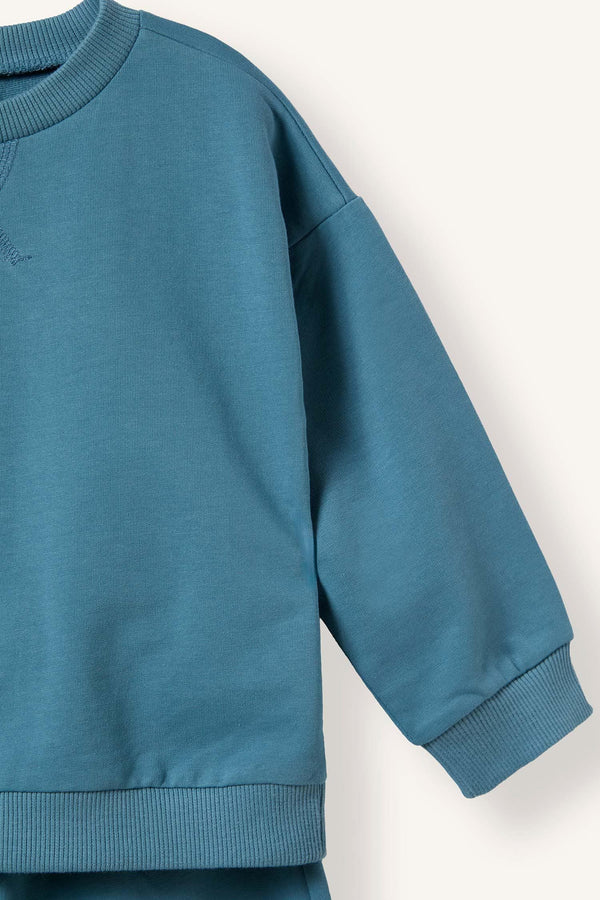 100% Cotton Long Sleeve Sweatshirt Elastic Waisted Tracksuit Bottoms 2 Pcs Set Baby Boy