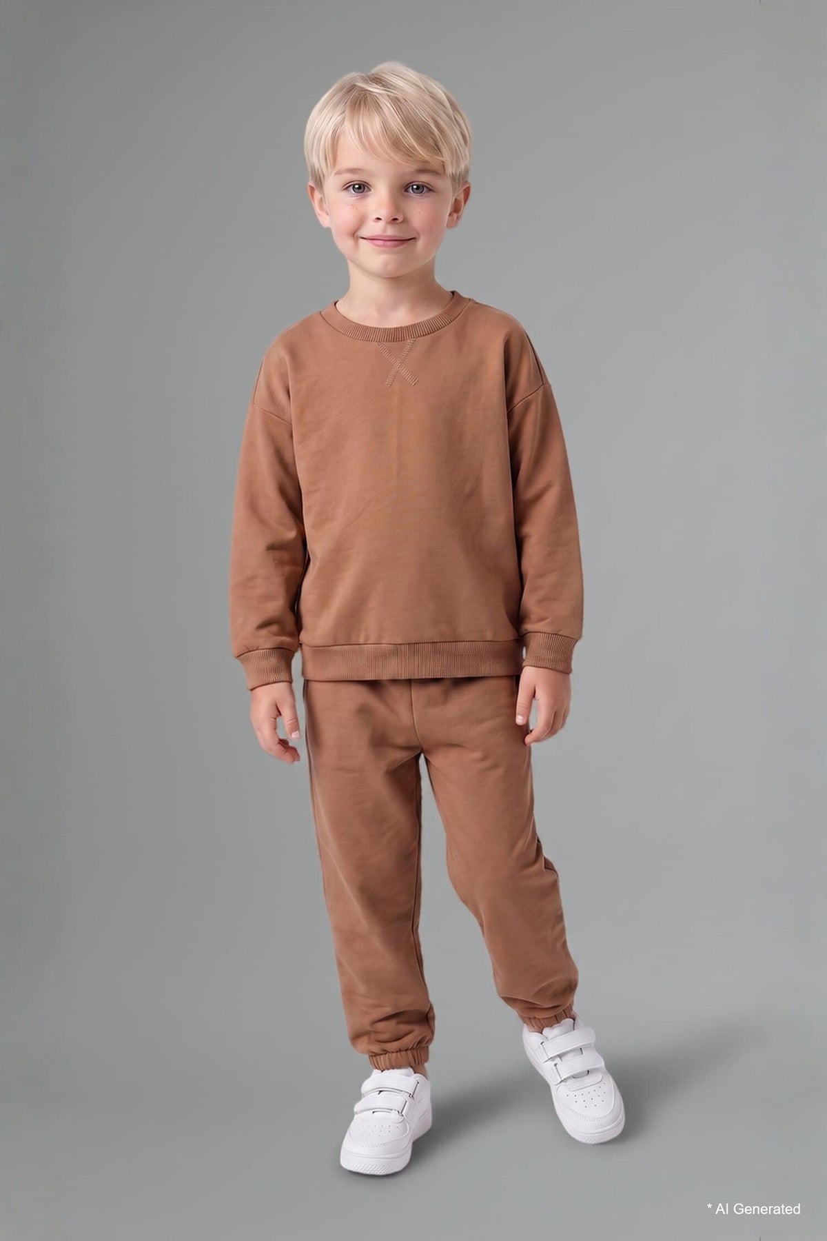 100% Cotton Long Sleeve Sweatshirt Elastic Waisted Tracksuit Bottoms 2 Pcs Set Baby Boy