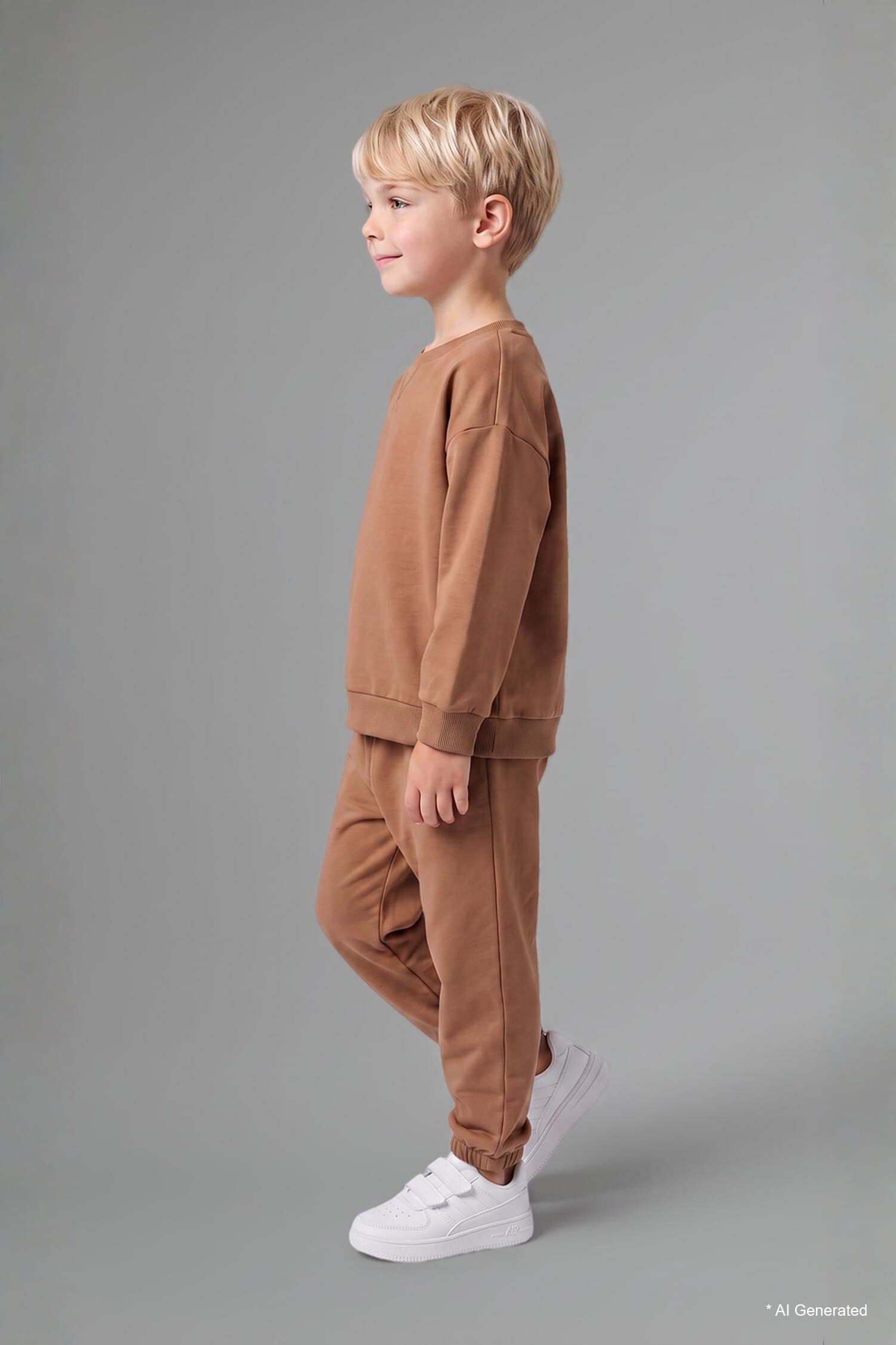100% Cotton Long Sleeve Sweatshirt Elastic Waisted Tracksuit Bottoms 2 Pcs Set Baby Boy Secondary image