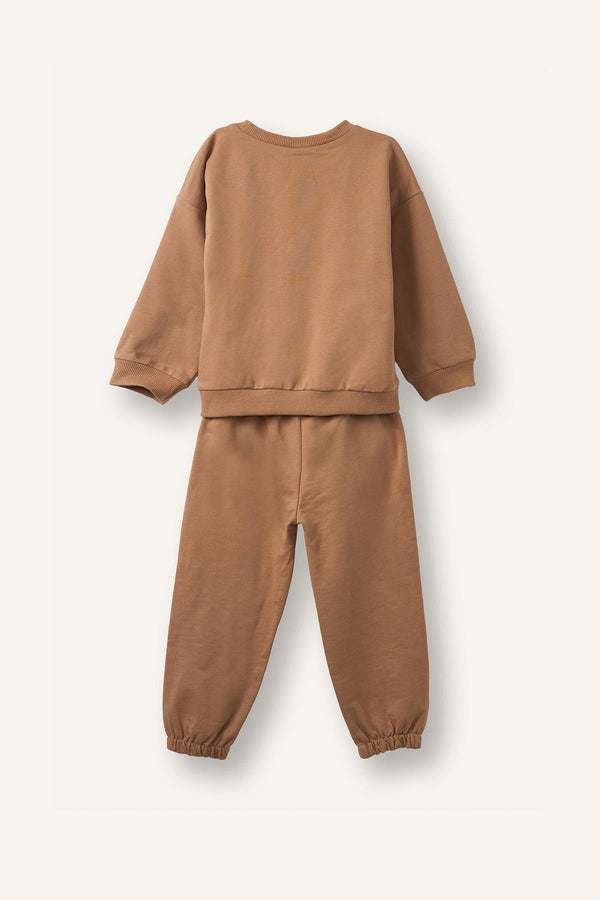 100% Cotton Long Sleeve Sweatshirt Elastic Waisted Tracksuit Bottoms 2 Pcs Set Baby Boy