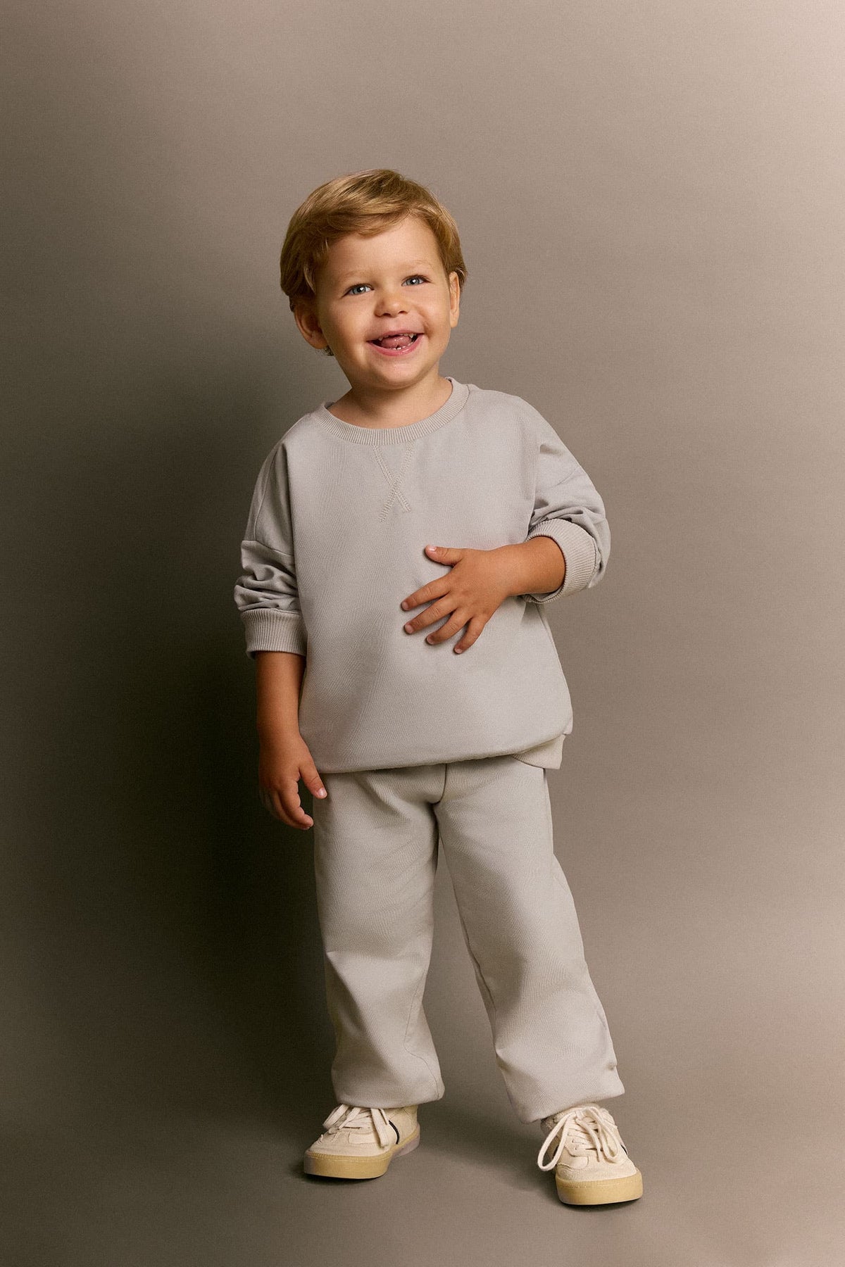 100% Cotton Long Sleeve Sweatshirt Elastic Waisted Tracksuit Bottoms 2 Pcs Set Baby Boy