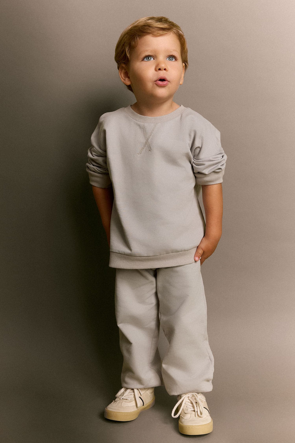 100% Cotton Long Sleeve Sweatshirt Elastic Waisted Tracksuit Bottoms 2 Pcs Set Baby Boy