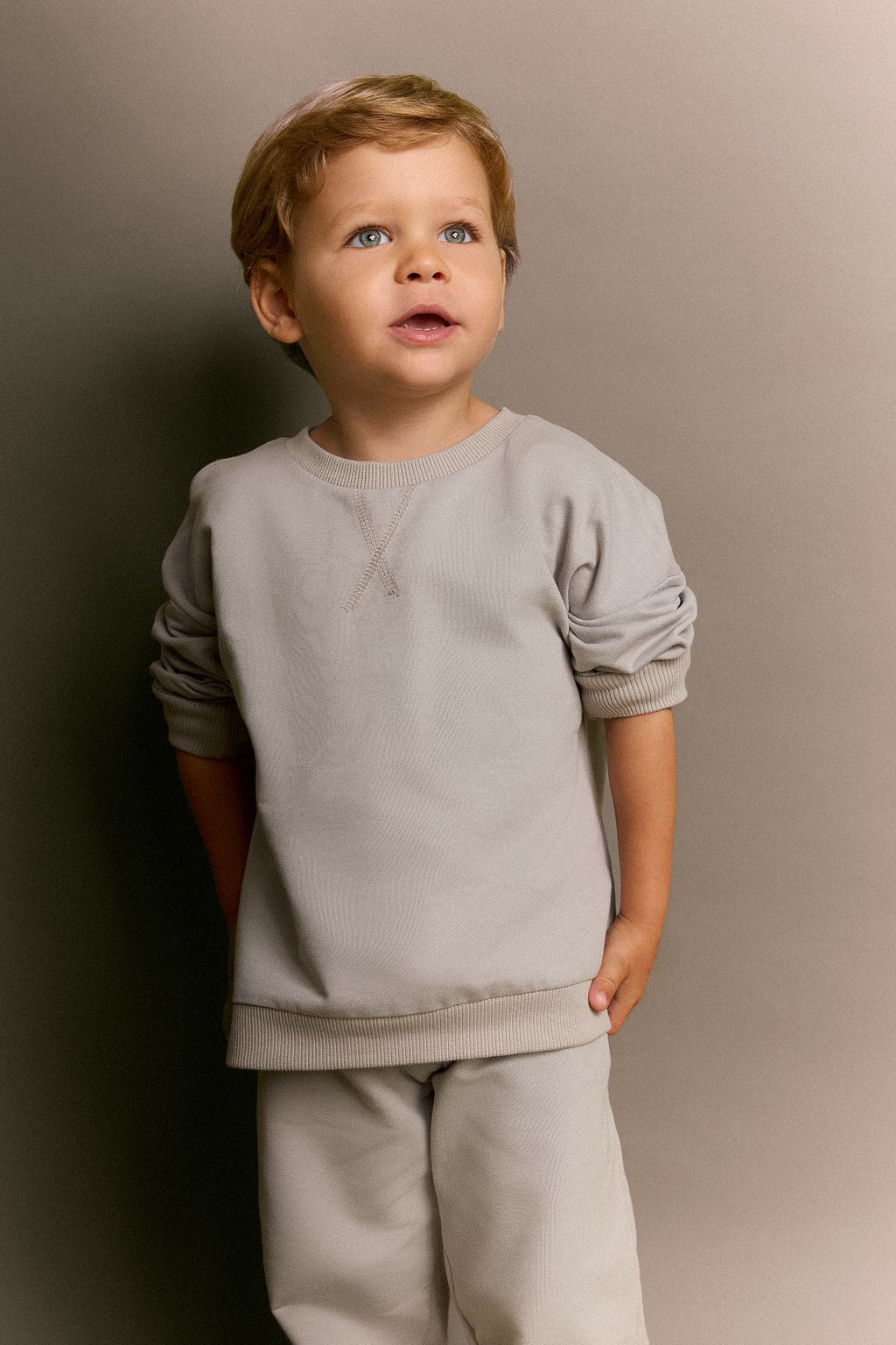 100% Cotton Long Sleeve Sweatshirt Elastic Waisted Tracksuit Bottoms 2 Pcs Set Baby Boy
