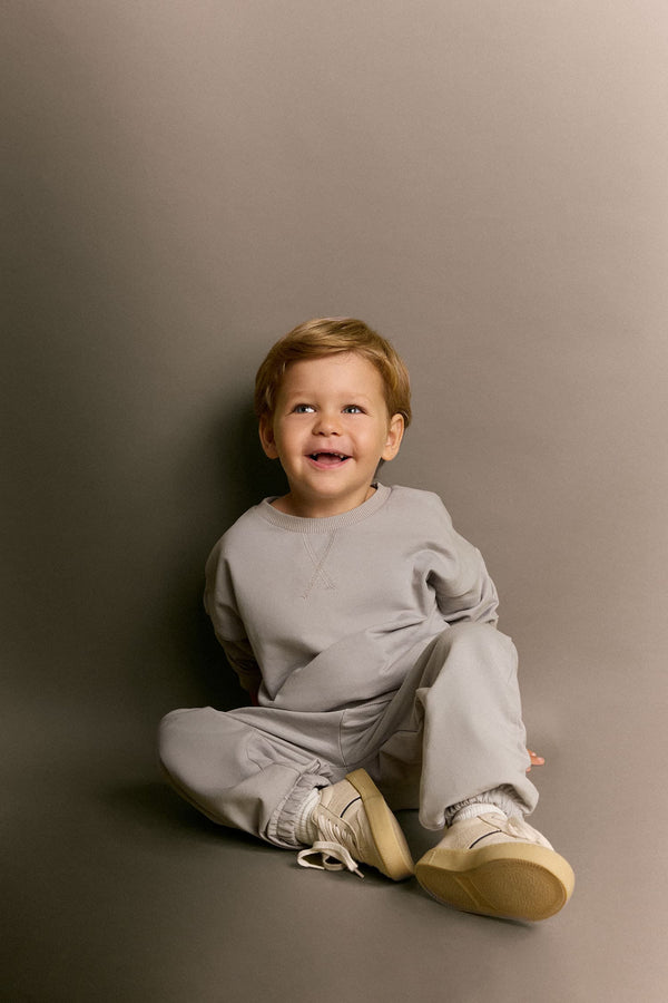 100% Cotton Long Sleeve Sweatshirt Elastic Waisted Tracksuit Bottoms 2 Pcs Set Baby Boy