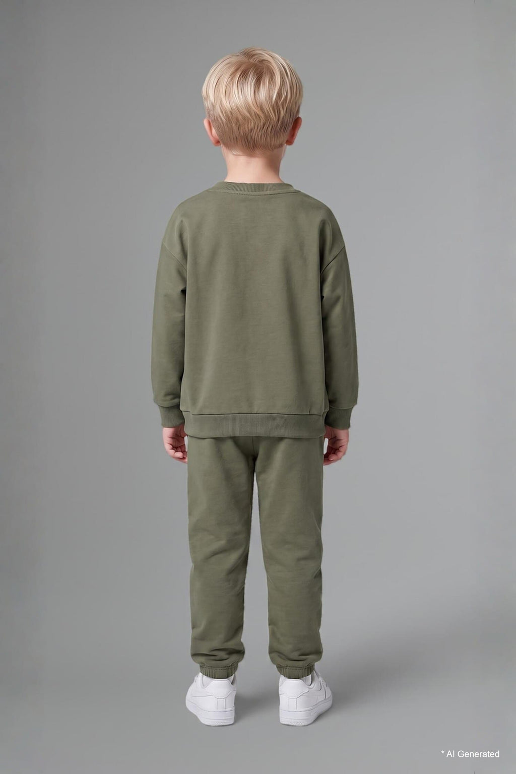100% Cotton Long Sleeve Sweatshirt Elastic Waisted Tracksuit Bottoms 2 Pcs Set Baby Boy