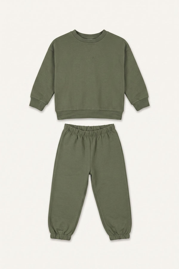 100% Cotton Long Sleeve Sweatshirt Elastic Waisted Tracksuit Bottoms 2 Pcs Set Baby Boy