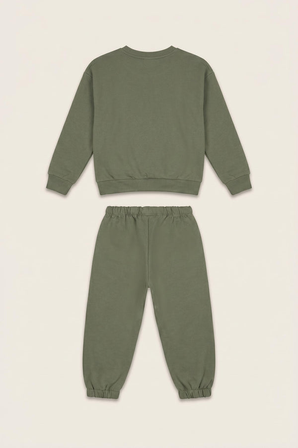 100% Cotton Long Sleeve Sweatshirt Elastic Waisted Tracksuit Bottoms 2 Pcs Set Baby Boy