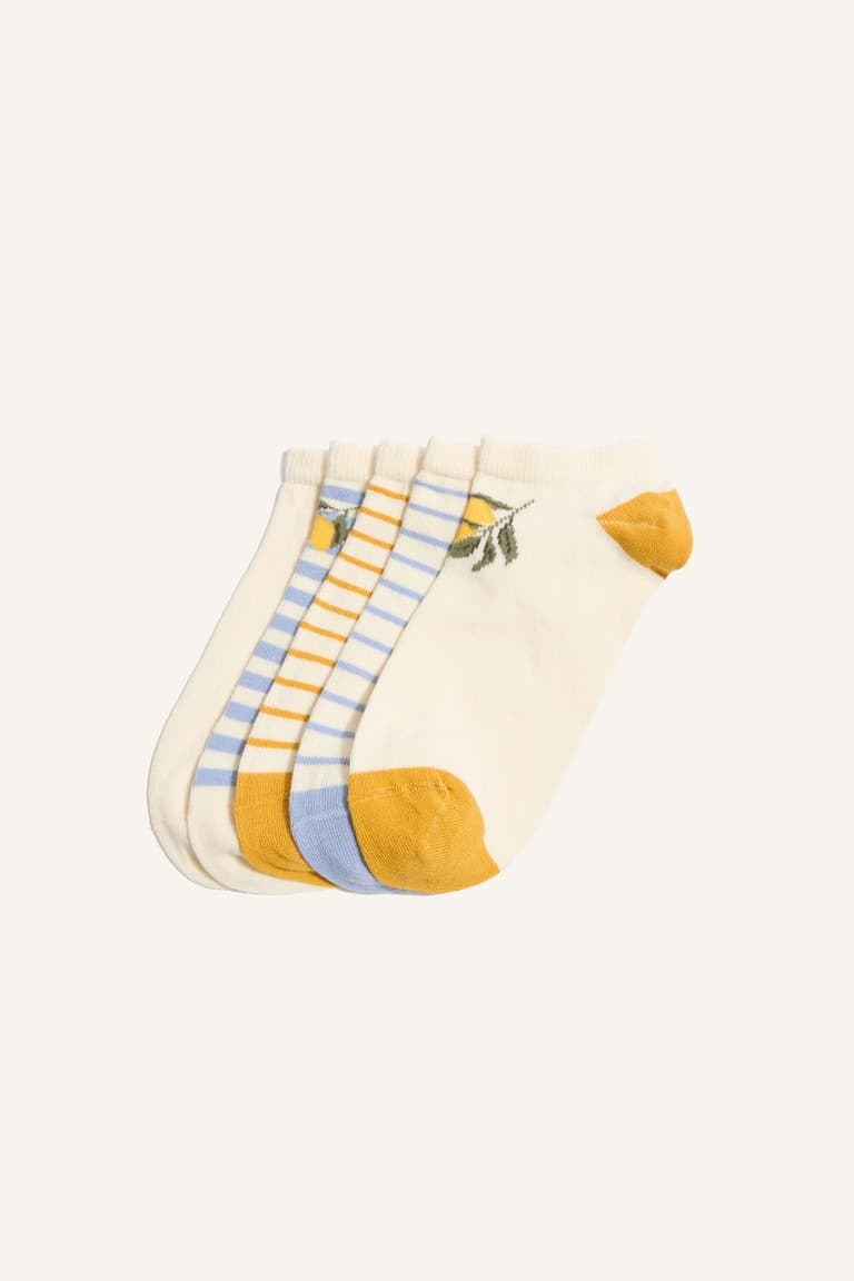 Women Fruit Printed Seamless 5 Pack Cotton Booties Socks Main image