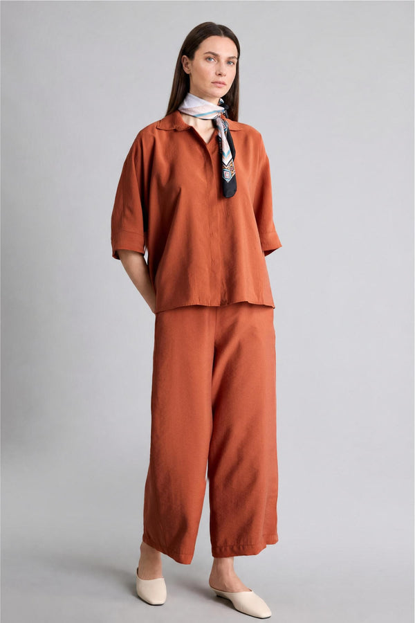 Regular Fit Standard Leg Modal Orange Trousers