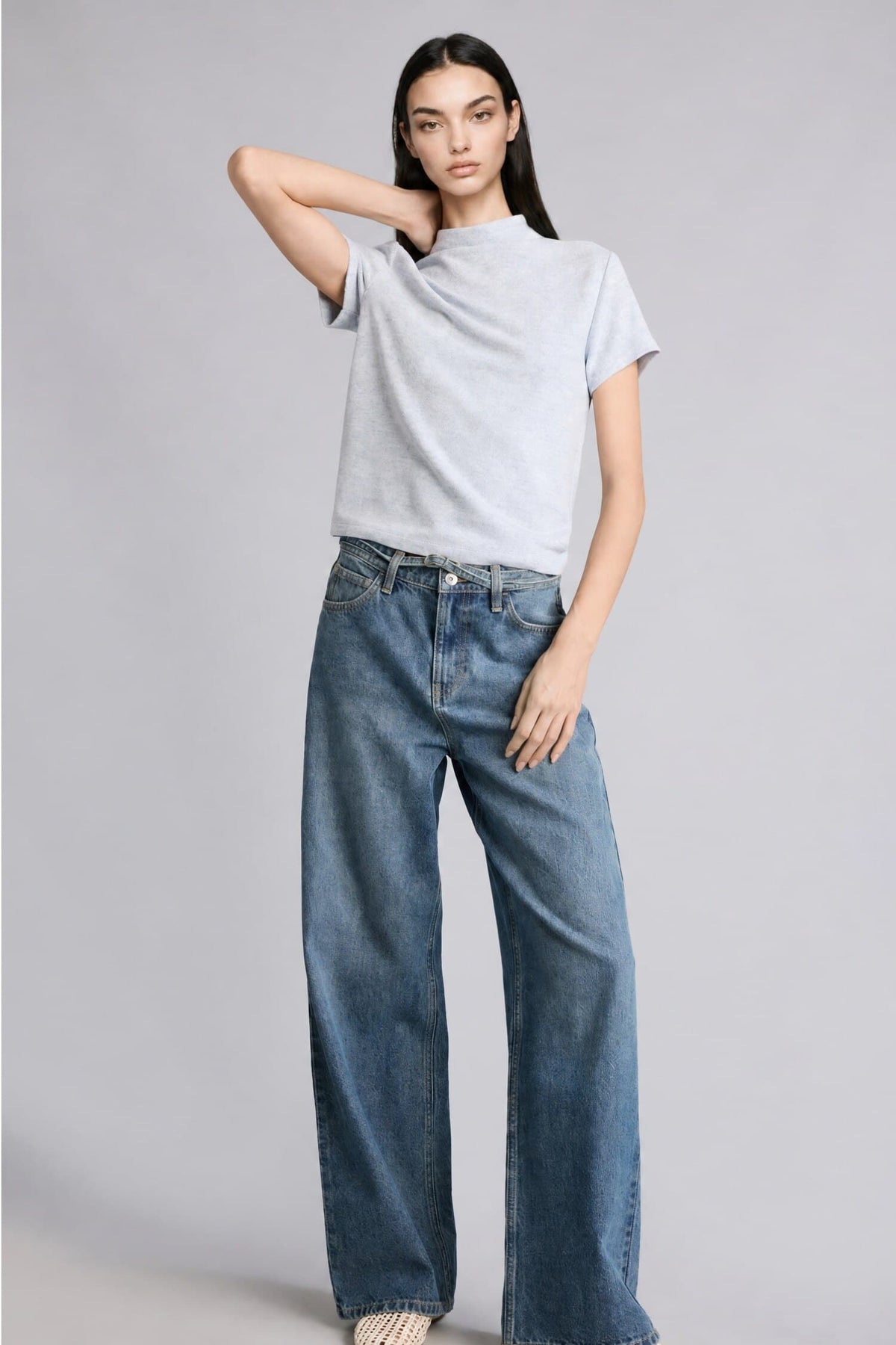 Regular Fit Half Turtleneck Short Sleeve T-Shirt