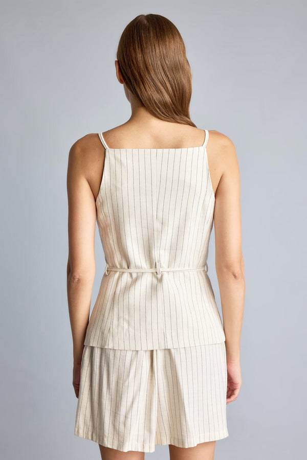 Linen Blend StrappyStriped Vest