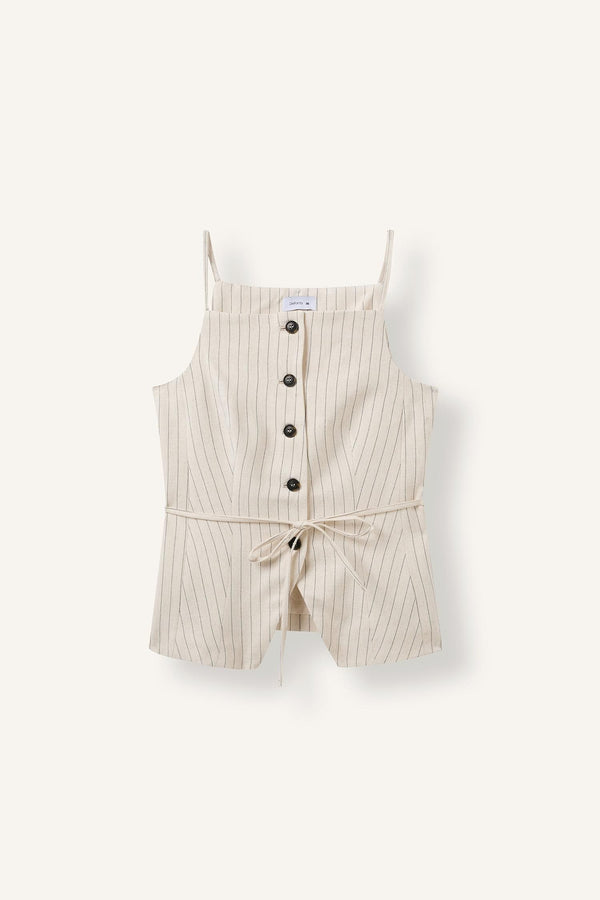 Linen Blend StrappyStriped Vest