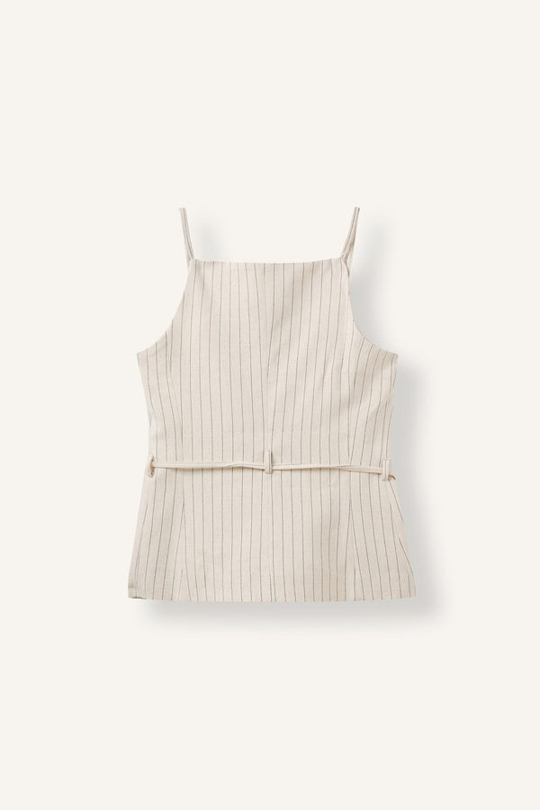 Linen Blend StrappyStriped Vest
