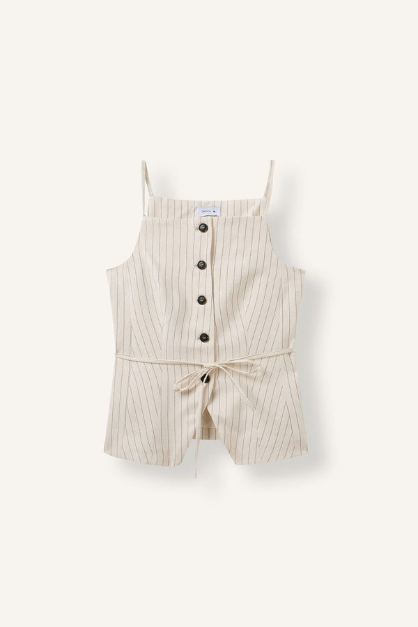 Linen Blend StrappyStriped Vest