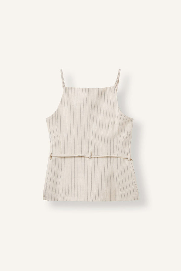 Linen Blend StrappyStriped Vest