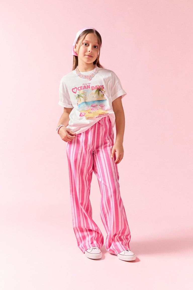 Wide Leg Striped Pants Girl