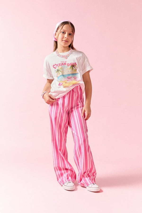 Wide Leg Striped Pants Girl