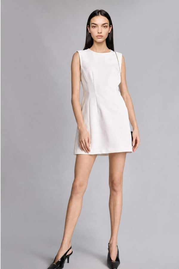 Crew Neck Sleeveless Ecru Wedding Dress