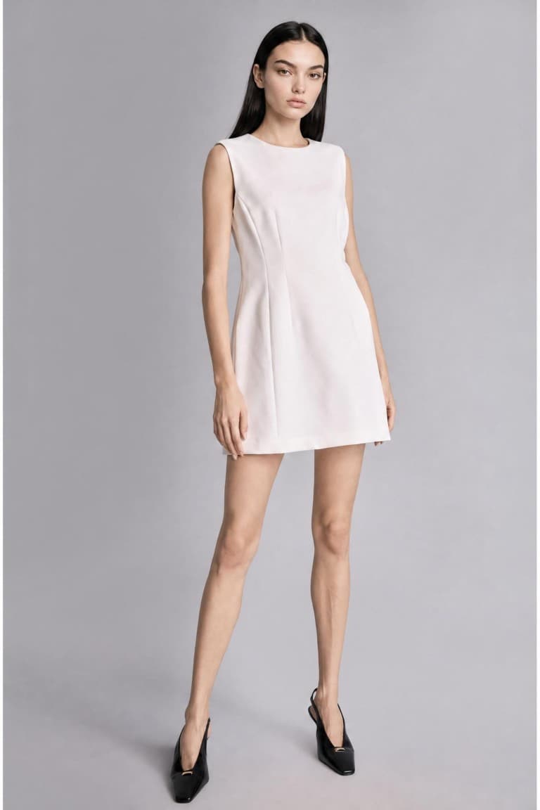Crew Neck Sleeveless Ecru Wedding Dress