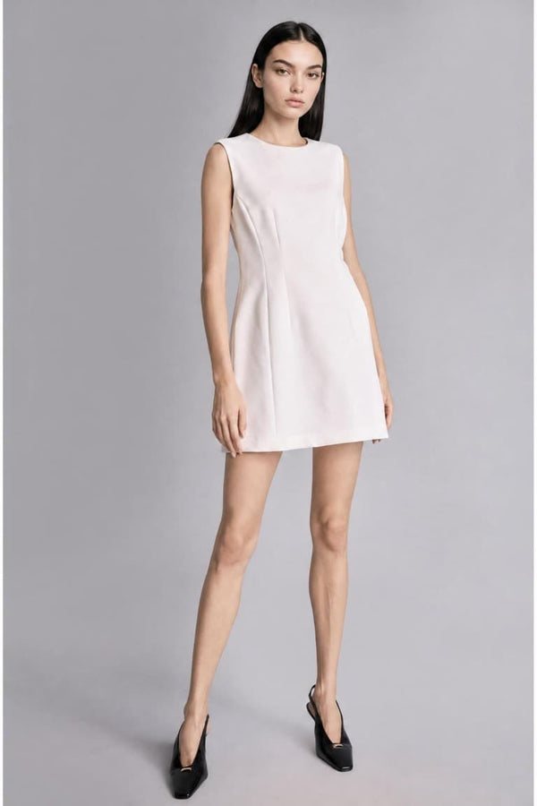 Crew Neck Sleeveless Ecru Wedding Dress