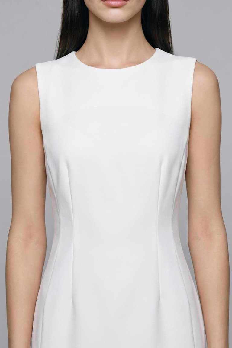 Crew Neck Sleeveless Ecru Wedding Dress